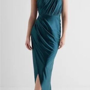 Express Teal One Shoulder Dress
